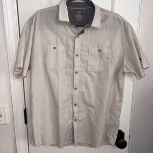 KUHL Beige Short Sleeve Button Down Collared Outdoor Hiking Pockets size XL